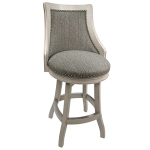Tobias Designs Bali 26&quot Swivel Wood Counter Stool in Smoke Gray