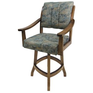 Tobias Designs Casa 26&quot Swivel Wood Counter Stool in Poet Sky Blue/Dark Brown