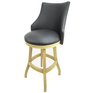 Swivel Wood Bar Stool 30&quot Seat - Armless - Gray Vinyl - Beige Frame