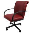 M-60 Swivel Dining Caster Chair on Wheels - Red Vinyl on Black Frame