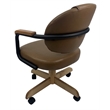 Swivel Metal Dining Caster Chair with Upholstered Back Brown on Black