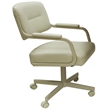 M-110 Swivel Dining Caster Chair on Wheels - Ocean Beige Vinyl on Beige Metal