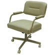 M-110 Swivel Dining Caster Chair on Wheels - Ocean Beige Vinyl on Beige Metal