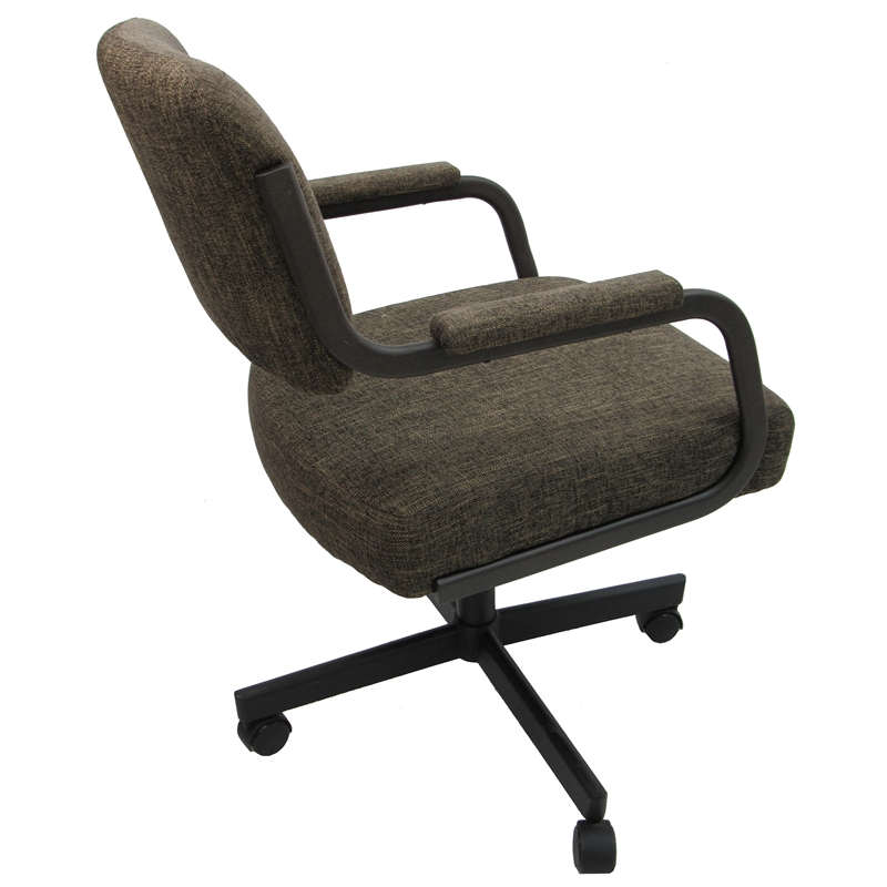 M-110 Swivel Dining Caster Chair on Wheels - Sanora Brown Fabric Brown Frame
