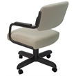 M-115 Swivel Dining Chair on Wheels - Metal Frame Wood Base - Beige Vinyl - Gray