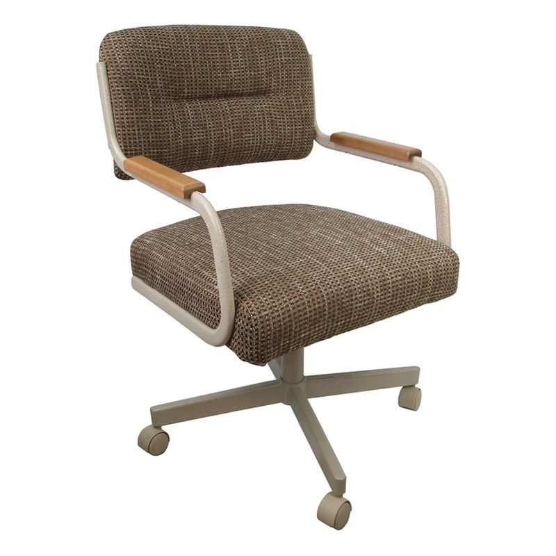 Swivel Tilt Kitchen Caster Chair with Wheels M-114 - Checkered - Beige Natural