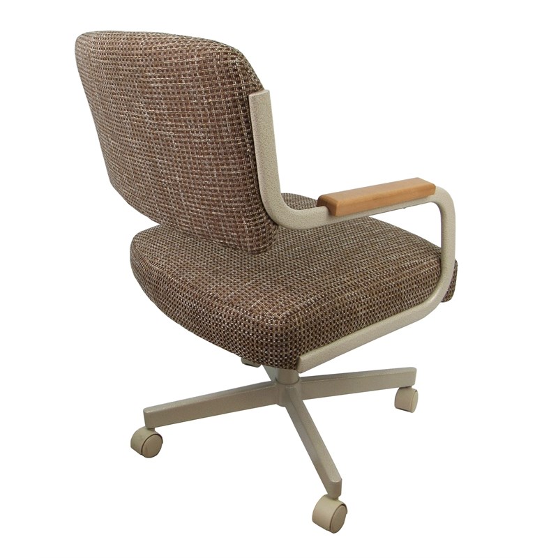 Swivel Tilt Kitchen Caster Chair with Wheels M-114 - Checkered - Beige Natural