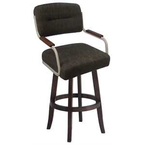 Swivel Metal Bar Stool 30&quot - M-115 Vivian Base - Sanora Brown - Beige Moca