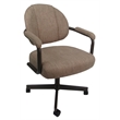 Swivel Tilt Kitchen Caster Chair with Wheels M-70 - Basin Beige Fabric - Coffee