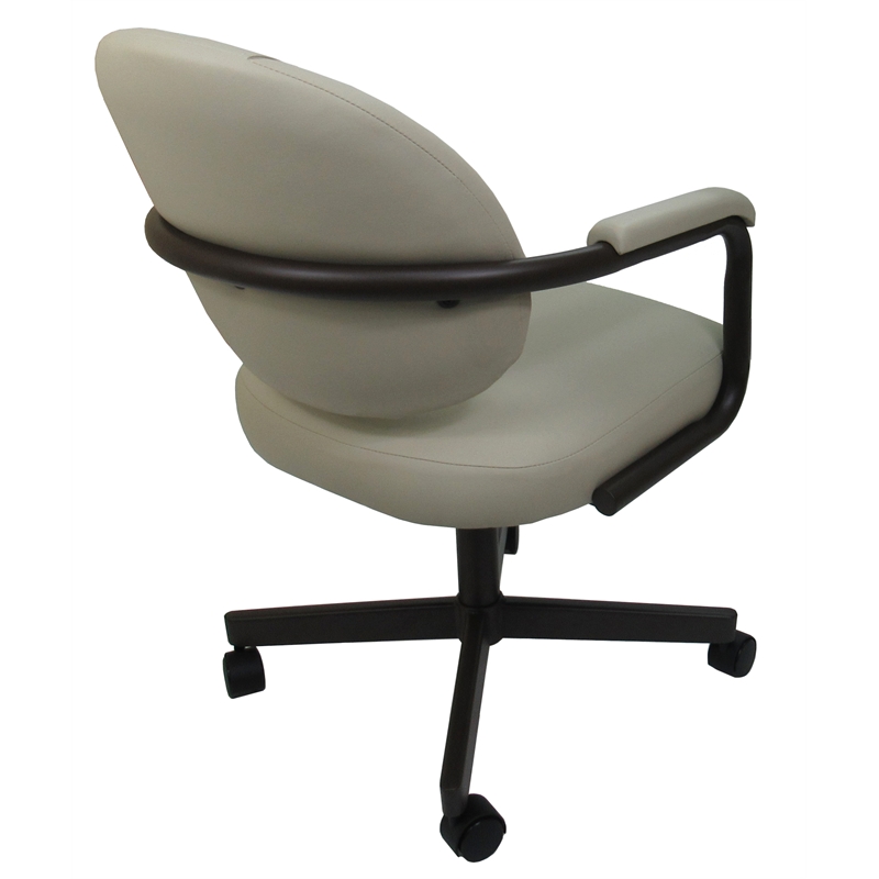 Swivel Tilt Kitchen Caster Chair with Wheels M-70 - Ocean Beige Vinyl - Coffee
