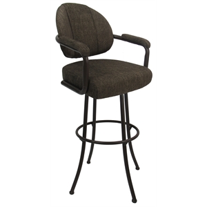 Extra Tall Swivel Metal Bar Stool 34&quot M-70 - Sanora Brown Fabric - Coffee