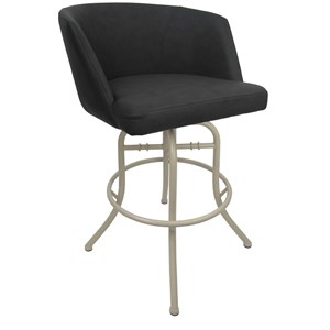 Swivel Tilt Metal Bar Stool 30&quot Seat - Joey - Moonstone Charcoal Vinyl - Beige