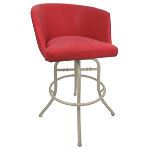 Swivel Tilt Metal Bar Stool 30&quot Seat - Joey - Ruby Vinyl - Beige Frame
