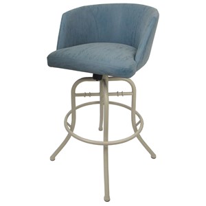 Swivel Tilt Metal Bar Stool 30&quot Seat - Joey - Topaz Turquoise Vinyl - Beige