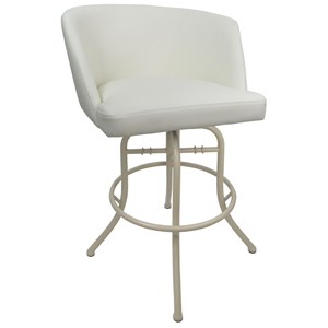Swivel Tilt Metal Bar Stool 30&quot Seat - Joey - Snow White Vinyl - Beige