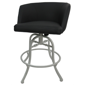 Swivel Tilt Metal Bar Stool 30&quot Joey - Black Lava Vinyl - White