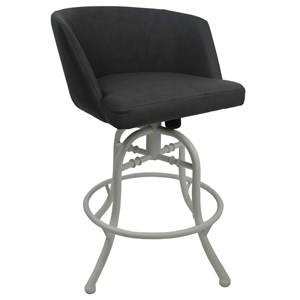 Swivel Tilt Metal Bar Stool 30&quot Joey - Moonstone Charcoal Vinyl - White