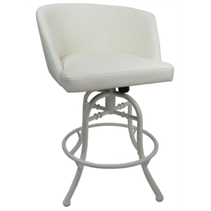 Swivel Tilt Metal Bar Stool 30&quot Joey - Snow White Vinyl - White Frame