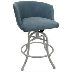 Swivel Tilt Metal Bar Stool 30&quot Joey - Topaz Turquoise Vinyl - White Frame