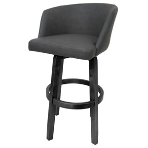Swivel Wood Bar Stool 30&quot Joey - Vivian - Moonstone Charcoal Vinyl - Gray