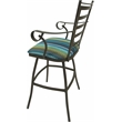 Outdoor Patio Extra Tall Swivel Bar Stool - Jenna - Aqua Stripe Fabric - Beige