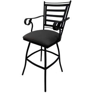 Outdoor X-Tall Spectator Swivel Barstool 35&quot Jenna-Dark Gray Fabric-Black Metal