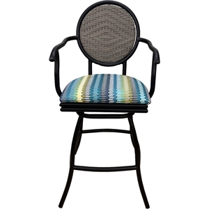 Adelle 30&quot Swivel Aluminum Bar Stool in Black/Multi-Color
