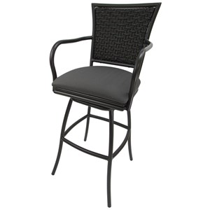Outdoor Swivel 30&quot Bar Stool - Erin - Dark Gray Fabric - Brown Metal