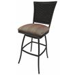 Outdoor Extra Tall Swivel Metal Stool -Erin- Sun Stripe Red Fabric - Brown