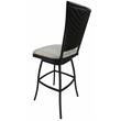 Outdoor Extra Tall Swivel Metal Stool -Erin- Natural Fun Cream Fabric - Black