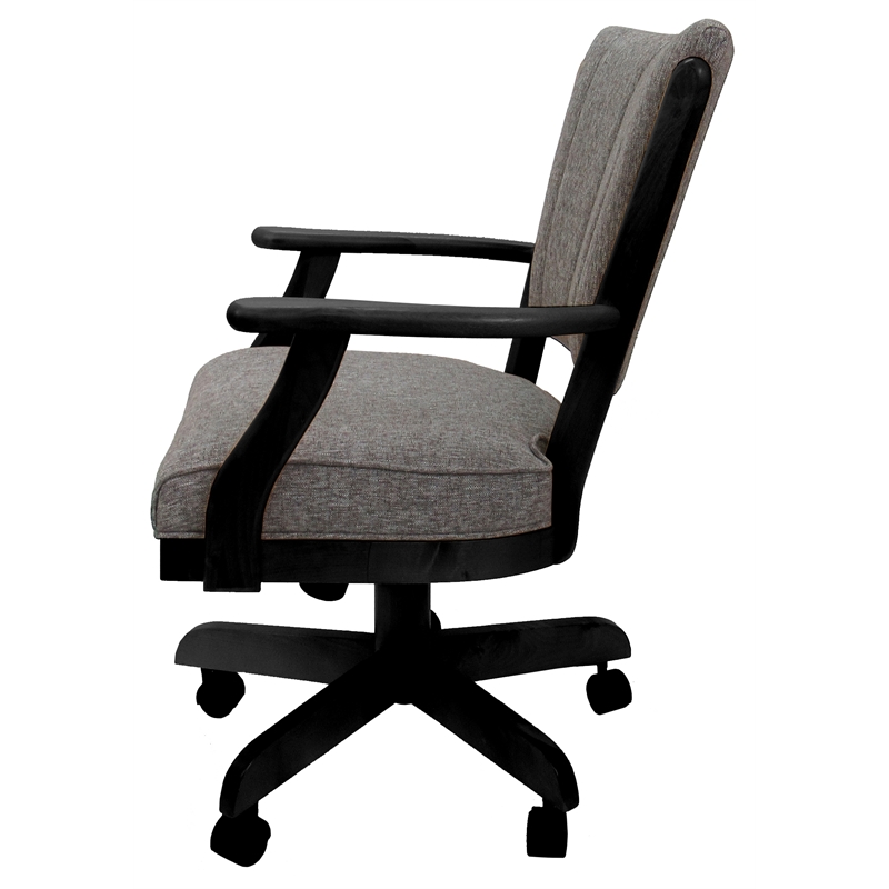 Classic Caster Solid Wood Dining Chair - Mojave Gray Fabric - Black Frame