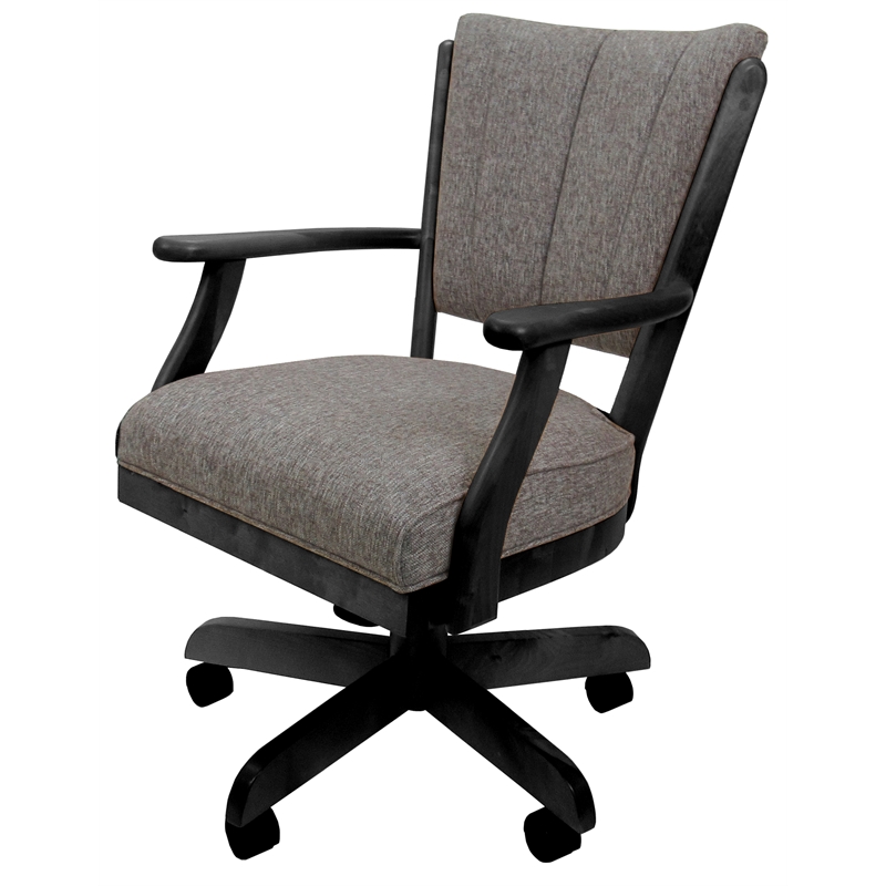 Classic Caster Solid Wood Dining Chair - Mojave Gray Fabric - Black Frame