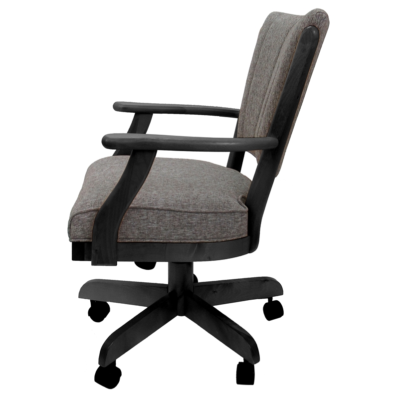 Classic Caster Solid Wood Dining Chair - Mojave Gray Fabric - Dark Gray