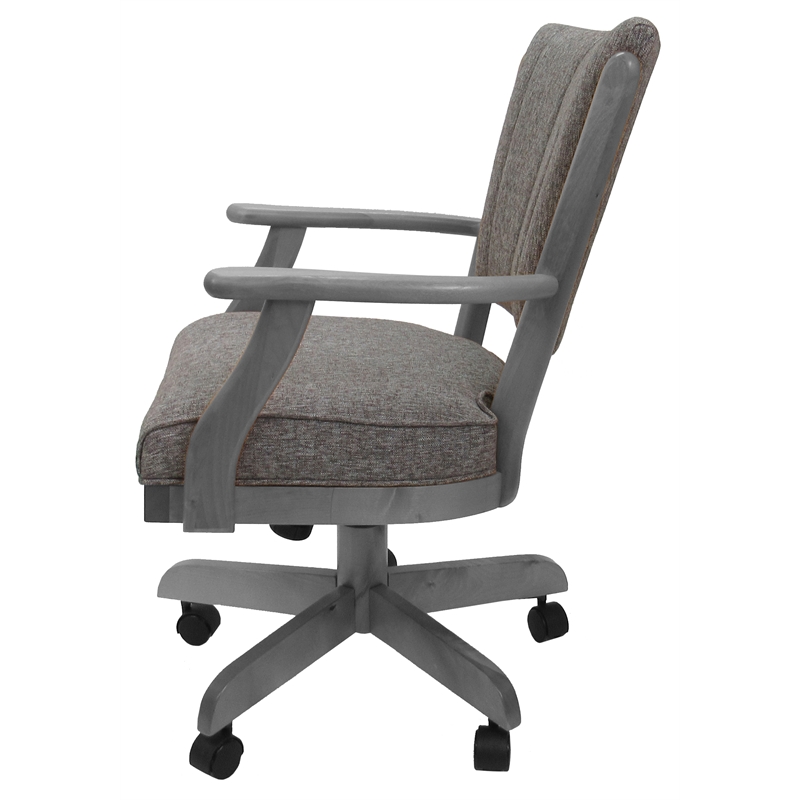 Classic Caster Solid Wood Dining Chair - Mojave Gray Fabric - Light Gray Frame
