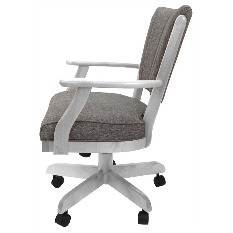 Classic Caster Solid Wood Dining Chair - Mojave Gray Fabric - White Frame