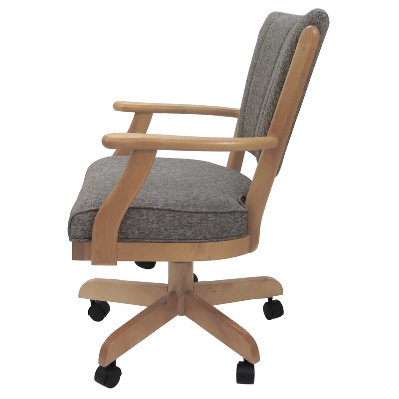 Classic Caster Solid Wood Dining Chair - Mojave Gray Fabric - Natural Frame