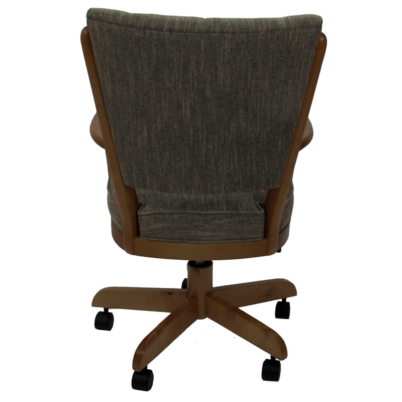 Classic Caster Solid Wood Dining Chair - Sanora Brown Fabric - Dark Brown
