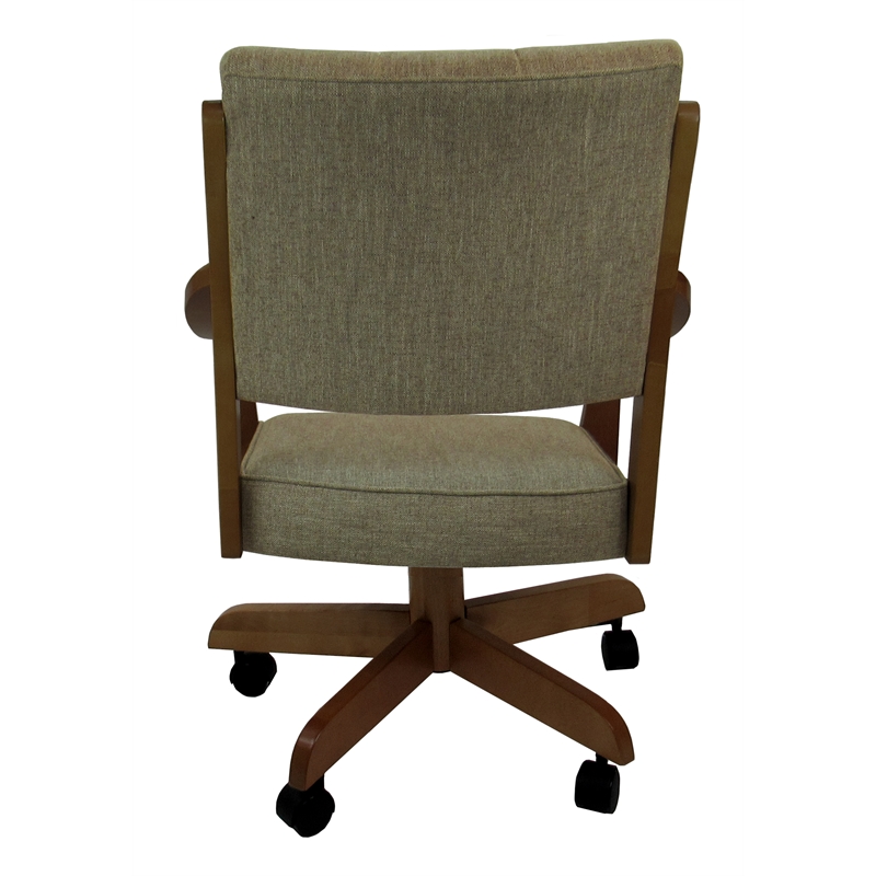 Casa Solid Wood Dining Caster Chair - Basin Beige - Dark Brown