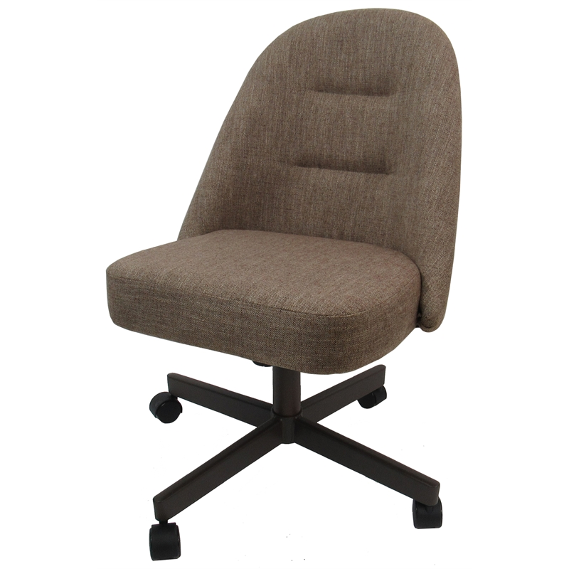 M-235 Swivel Metal Dining Caster Chair - Basin Beige Fabric - Coffee Base