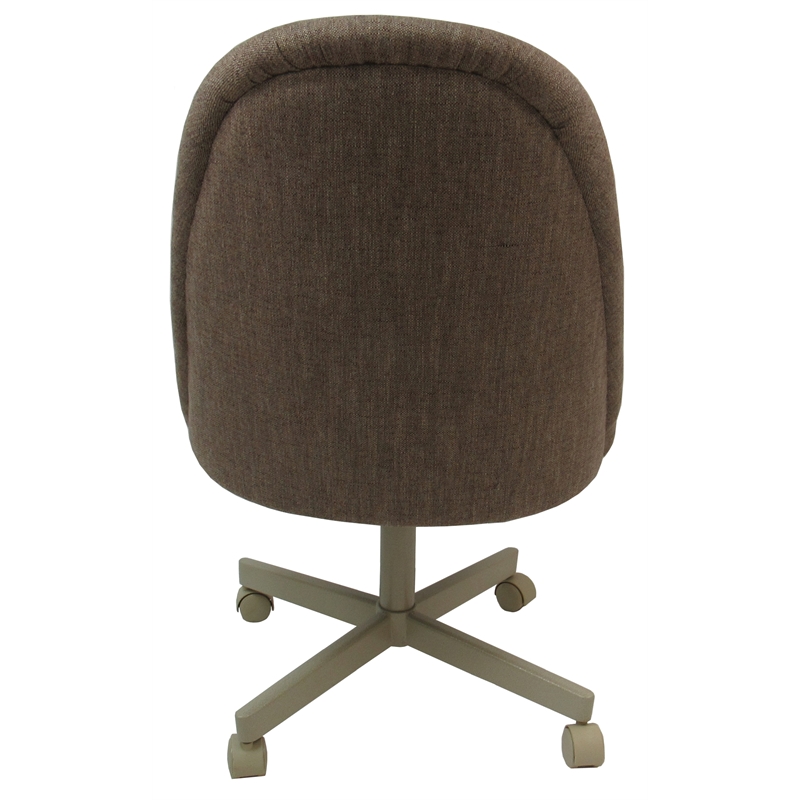 M-235 Swivel Metal Dining Caster Chair - Basin Beige Fabric - Beige Base