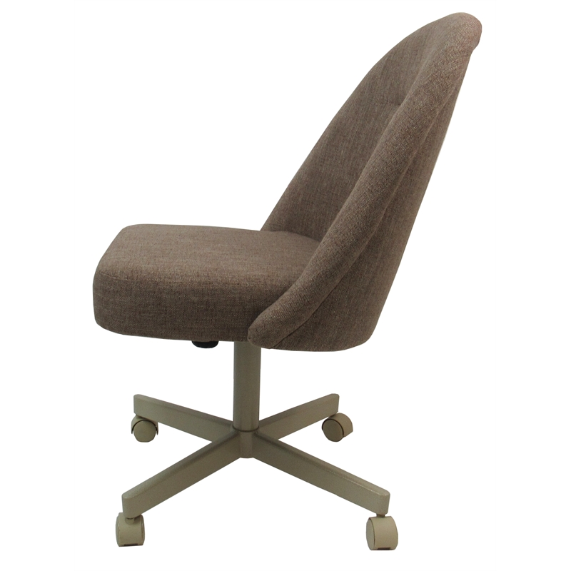 M-235 Swivel Metal Dining Caster Chair - Basin Beige Fabric - Beige Base