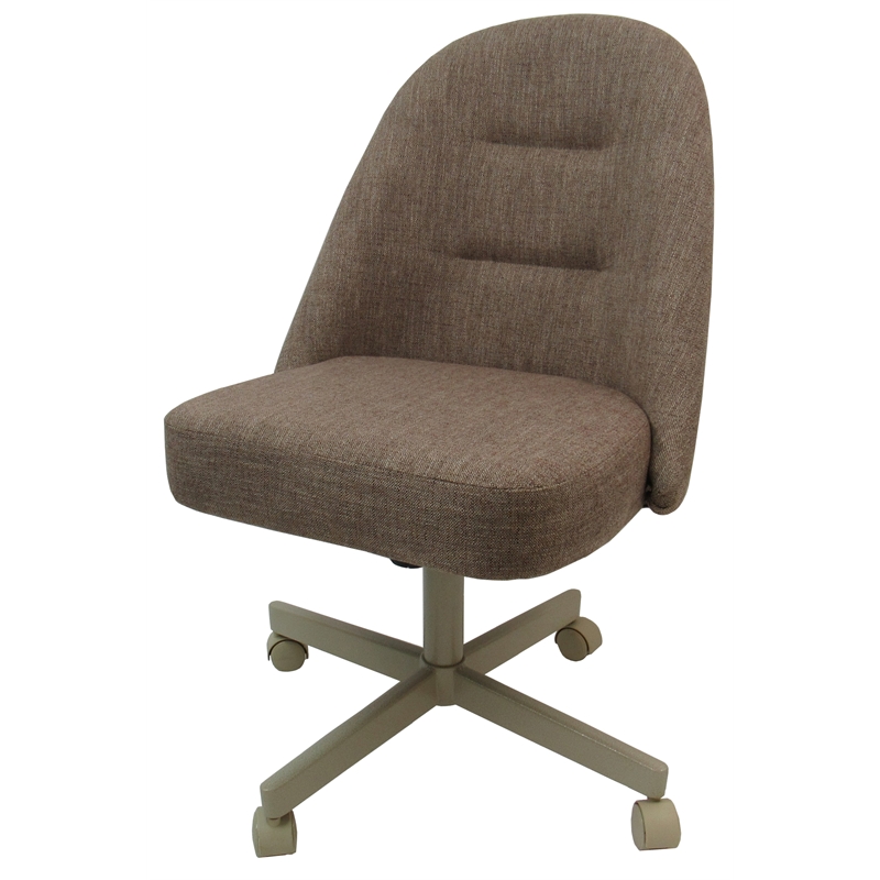 M-235 Swivel Metal Dining Caster Chair - Basin Beige Fabric - Beige Base