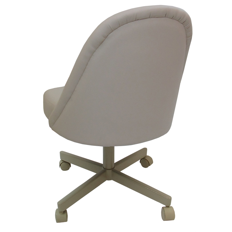 M-235 Swivel Metal Dining Caster Chair - Ocean Beige Vinyl - Beige Base