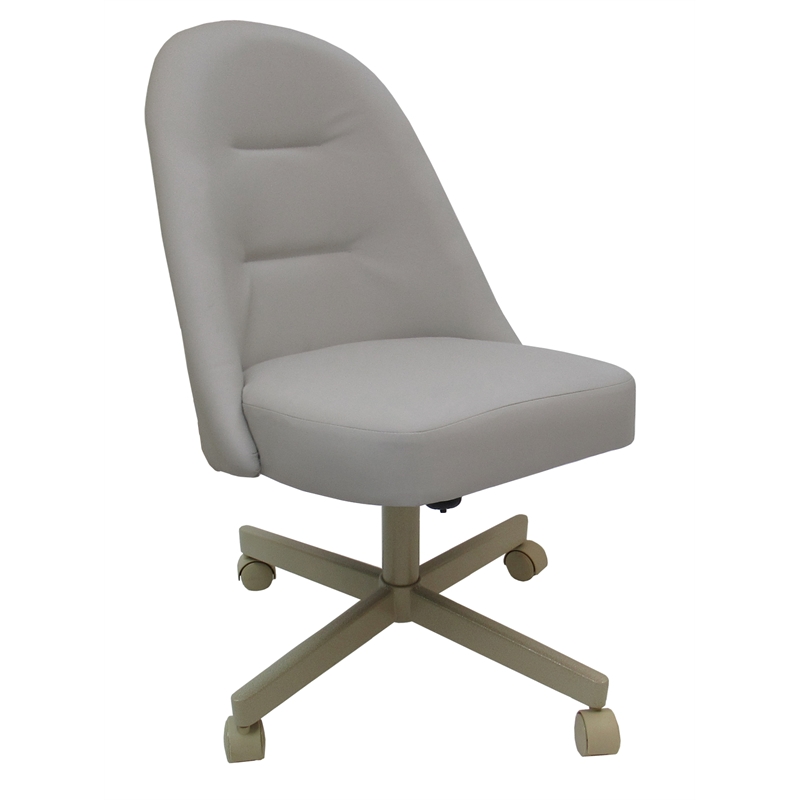 M-235 Swivel Metal Dining Caster Chair - Ocean Beige Vinyl - Beige Base