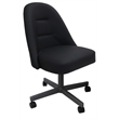 M-235 Swivel Metal Dining Caster Chair - Black Vinyl - Gray Base