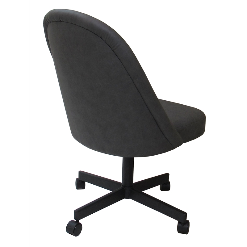 M-235 Swivel Metal Dining Caster Chair - Gray Vinyl - Black Base