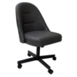 M-235 Swivel Metal Dining Caster Chair - Gray Vinyl - Black Base