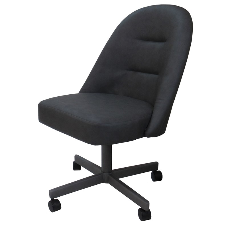 M-235 Swivel Metal Dining Caster Chair - Gray Vinyl - Gray Base