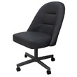 M-235 Swivel Metal Dining Caster Chair - Gray Vinyl - Gray Base