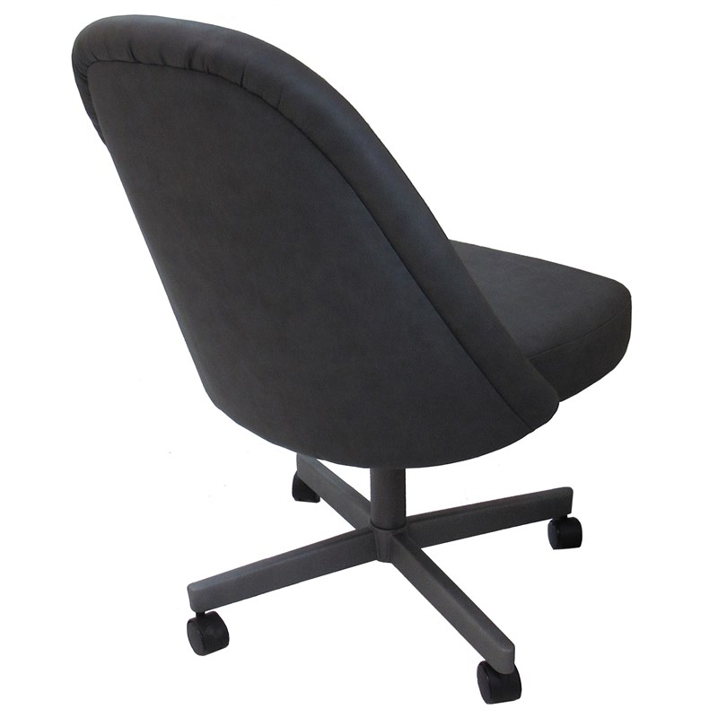 M-235 Swivel Metal Dining Caster Chair - Gray Vinyl - Gray Base